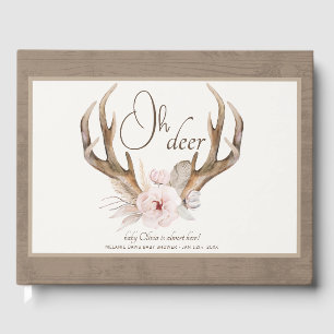 D'or Oh Deer Woodland Baby shower Livre d'invité - Boho