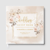 D'or Pale Rose Automne Boho Bouquet Mariage livre d'hôt (Recto)