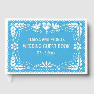 D'or Papel picado inséparables bleu mariage livre d'hôt