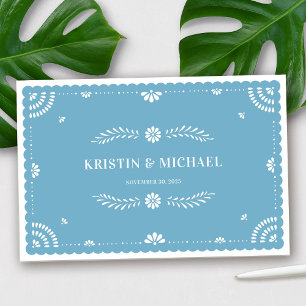 D'or Papel Picado Mariage mexicain Livre d'or, Bleu