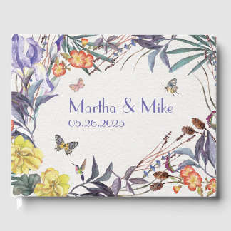 D'or Papillon Floral Mariage Livre d'invité