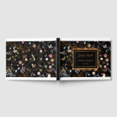 D'or Papillon Jardin Mariage noir Livre d'invité (Complet)