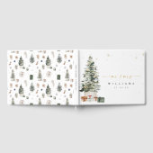 D'or Pine Tree Noël Mariage livre d'hôtes (Complet)