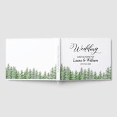 D'or Pine Tree Woodland Mariage Livre d'invité (Complet)