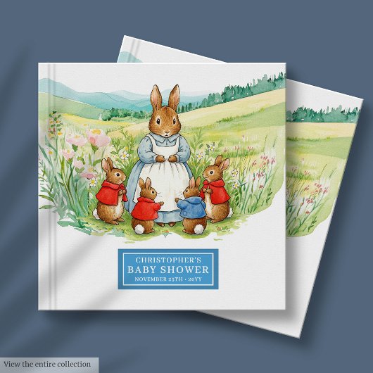 D'or Precieux Peter Rabbit Baby shower Livre d'invité B