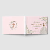 D'or Première Sainte Communion Blush rose Invité Livre (Complet)