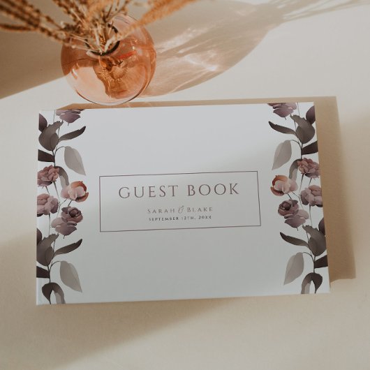 D'or Purple Rose Garden Mariage Livre d'invité
