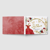 D'or Quinceanera Livre d'hôtes Papillon Robe rouge (Complet)