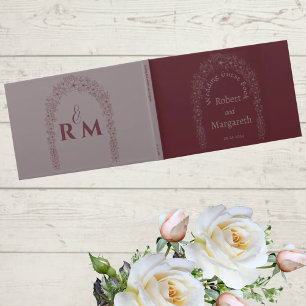 D'or Red Floral Romantic Mariage Gate livre d'hôtes