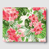 D'or Red Hibiscus Funeral Memorial Livre d'invité (Verso)