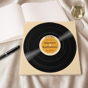 D'or Retro Vinyl Record Mariage livre d'hôtes