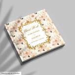 D'or Romantic Blush Gold Mariage livre d'hôte<br><div class="desc">Bienvenue à vos proches dans ce livre d'hôtes mariage aux fleurs de saumons rouges et dorés. Conçu dans un style d'aquarelle douce, cet élégant gardien vous permet de partager vos souhaits chaleureux, vos messages sincères et vos signatures lors de votre journée spéciale. Les fleurs rousses romantiques associées à des accents...</div>
