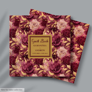 D'or Romantique Bourgogne Blush Gold Mariage Livre d'hô