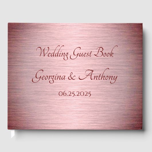 D'or Rose Gold Copper Bourgogne Mariage Livre d'invité (Recto)
