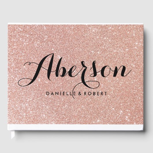 D'or Rose Gold Elegant Script Mariage livre d'hôtes (Recto)