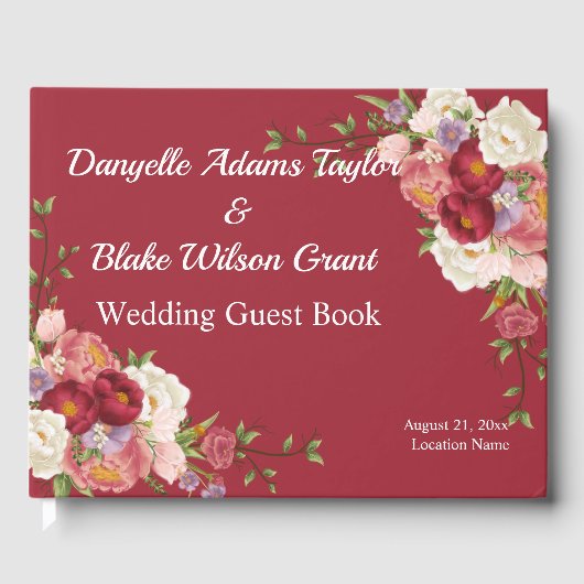 D'or Rouge tendance, Police Script Floral Mariage Livre (Recto)