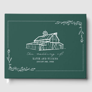D'or Rustic Barn Emerald Green Farm Mariage livre d'hôt