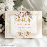 D'or Rustic Blush Pink Gold Automne Mariage livre d'hôt<br><div class="desc">✅ Pour les objets correspondants recherchez 199W dans mes collections ✅ Capturez l'amour, les souvenirs et les souhaits chaleureux de votre journée spéciale avec notre collection élégante de livres d'invités de mariage. Conçu avec des bouquets de fleurs boho romantiques couleur aquarelle dans les tons rose pâle, rose clair, rose poudré,...</div>