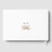 D'or Rustic Boho Ivory Floral Mariage Livre d'invité (Verso)