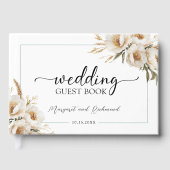 D'or Rustic Boho Ivory Floral Mariage Livre d'invité (Recto)