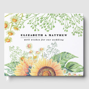 D'or Rustic Country Sunflowers Mariage Livre d'invité