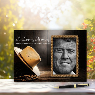 D'or Rustic Cowboy Funeral Memorial Livre d'invité