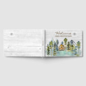 D'or Rustic Foggy Forest Mountain Cabine Livre d'invité (Complet)