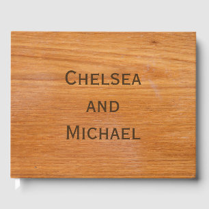 D'or Rustic Wood Livre D'Invitation Avec Noms Mariée Gr