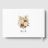 D'or Rustique Boho Neutre Floral Mariage Livre d'invité (Verso)