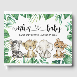 D'or Safari Wild Animaux Baby shower Livre d'invité