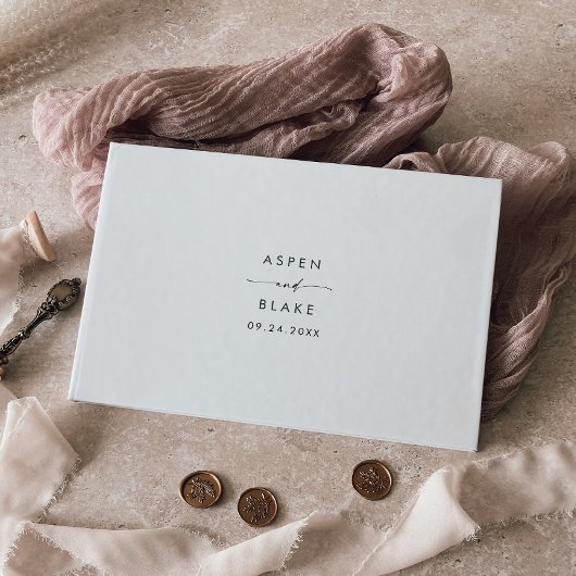 D'or Script moderne Monogramme Mariage livre d'hôtes