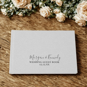 D'or Silver Grey Faux Cuir Look Mariage Livre d'invité