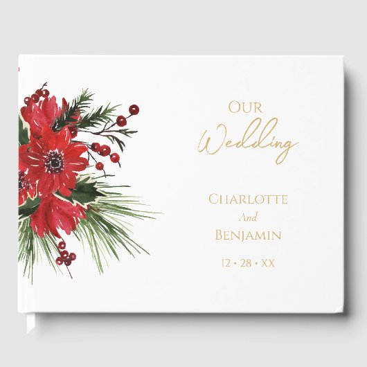 D'or Simple classique Mariage de Noël Livre d'invité (Recto)