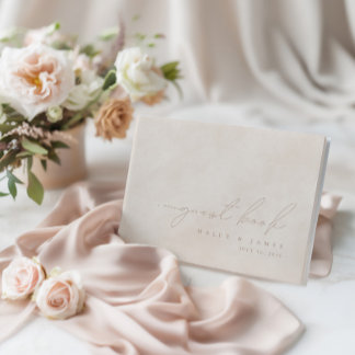 D'or Simple Élégant minimaliste Mariage Beige livre d'h