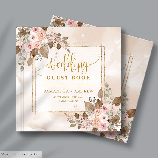 D'or Soft Pastel & Gold Boho Automne Mariage Livre d'hô