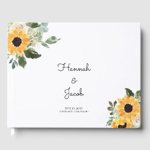 D'or Sunflower Rustic Mariage campagnard Livre d'invité