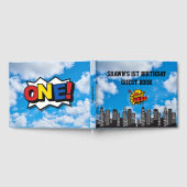 D'or Superhero 1er Anniversaire de fête Livre d'invité (Complet)