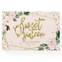 Sweet 16 Livre d'hôtes Gold Foil Blush Pink Floral