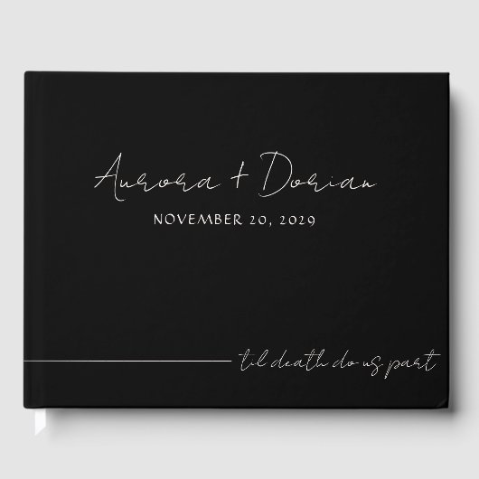 D'or Til Death Minimal Black Mariage Livre d'invité (Recto)