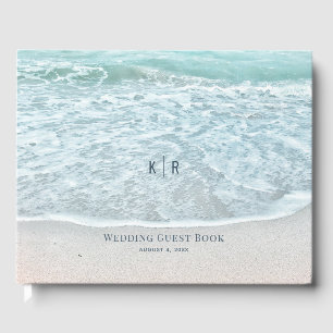 D'or Turquoise Blue Ocean Mariage Photo Livre d'invité