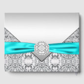D'or Turquoise Blue Silver Mariage Livre d'hôtes (Verso)