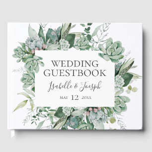 D'or Une verdure succulente Livre d'invité Mariage ve