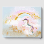 D'or Unicorn Birthday Party Livre d'invité (Verso)