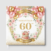 D'or Vibrant Boho 60e Anniversaire Livre d'invité Bloom (Recto)