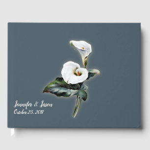 D'or Vintage Calla Lily Mariage Livre d'hôtes