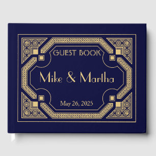 D'or Vintage Great Gatsby Art Déco Mariage Livre d'hôte