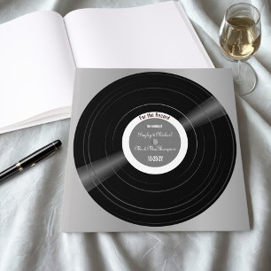 D'or Vinyl Record Mariage noir et blanc livre d'hôtes