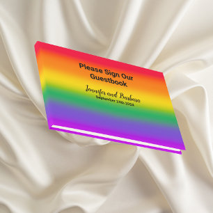 D'or Watercolor Rainbow Gay pride Mariage livre d'hôtes