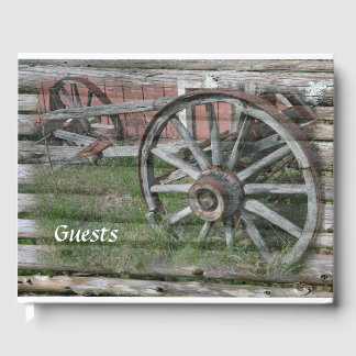 D'or Western Style Rustic Wagon Wheel livre d'hôtes