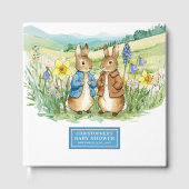 D'or Whimsical Peter Rabbit Baby shower Livre d'invité  (Recto)